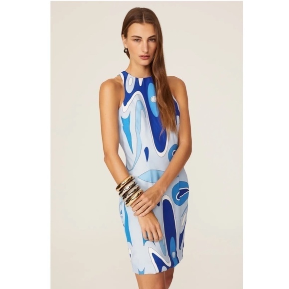 SARA BATTAGLIA Abstract Tank Dress in Blue Size IT 40 // US 4 - Picture 11 of 12